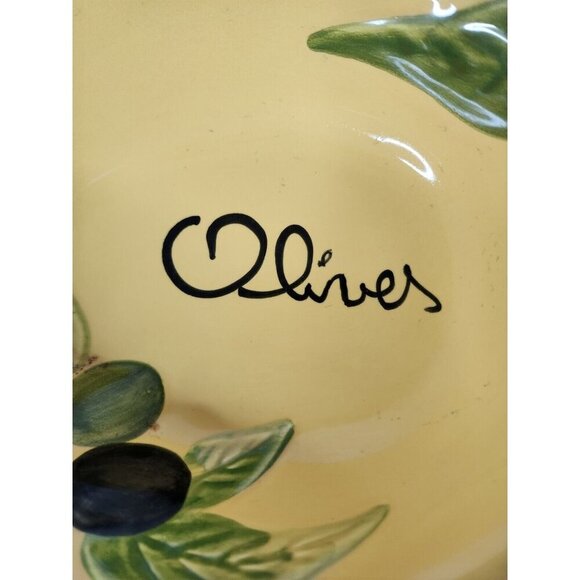 Vintage Silea Pottery French Yellow Porcelain Olive Serving Dish Divided - Picture 4 of 9